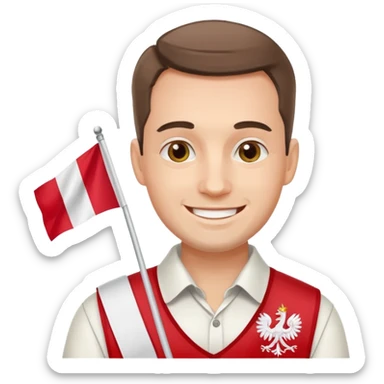 realistick polish man with poland flag sticker