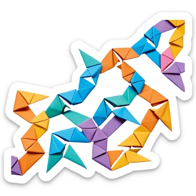 3D render of Paper Doll Chain entirely of folded origami paper, sharp creases, cardboard texture, matte finish, visible paper grain, craft aesthetic,emoji style, isolated on white background --v 6.0 sticker