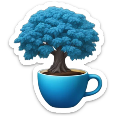 blue tree with coffee sticker