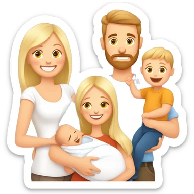 Happy white family with newborn baby. Young parents and newborn son in hands. Mother, father holding infant together with love. Parenthood concept. Flat illustration isolated on white background. sticker