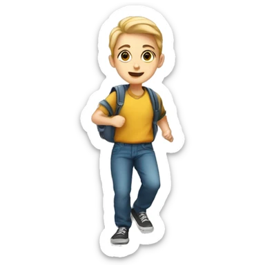 a white-skin student making a step downstairs sticker