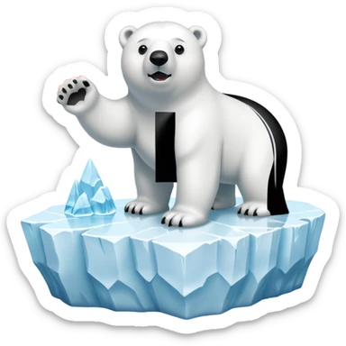 Create a polar bar shooting red lasers out of its eyes on an iceberg with text on the bottom saying “BYE BYE POLAR BEARS” sticker