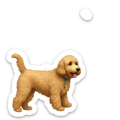 A golden doodle on a kite sticker