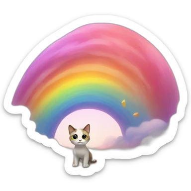 cat in a rainbow road sticker