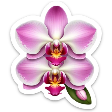 orchid with white and pink sticker