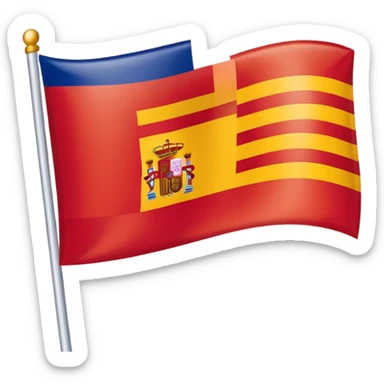 flag with À letter overlay, background blending Spain and France flag patterns sticker