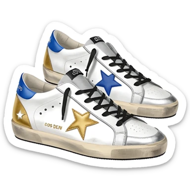 golden goose low sneakers white and silver star sticker