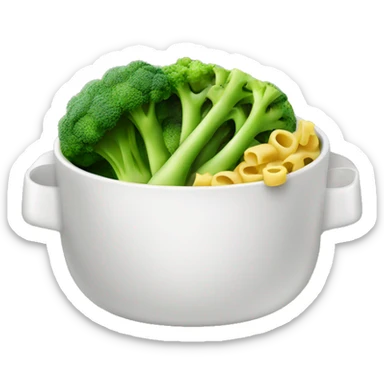 dish with macaroni and pieces of broccoli sticker
