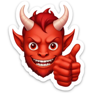 The devil giving thumbs up sticker