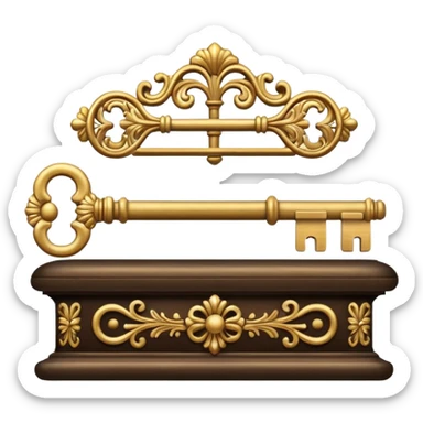 key in the horizontal position old and ornate sticker