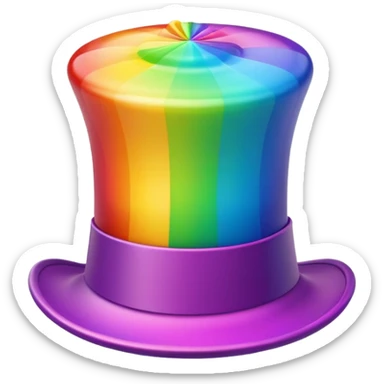 rainbow spinning top hat sticker