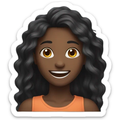 Young half black girl with wick long hair laughing  sticker