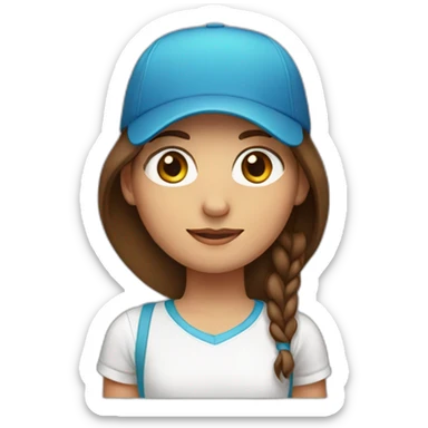 girl with brown hair with reverse cap and a band in the face sticker
