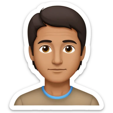 52, tan skin, black and brown hair, short, no facial hair  sticker