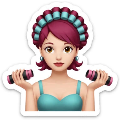 woman with burgundy hair rollers sticker