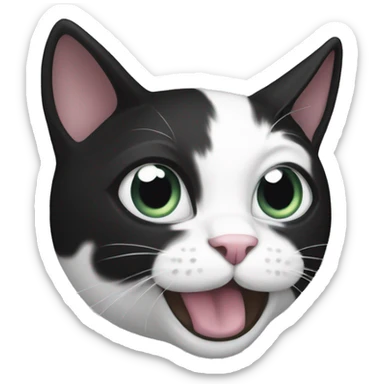 black and white cat hunting sticker