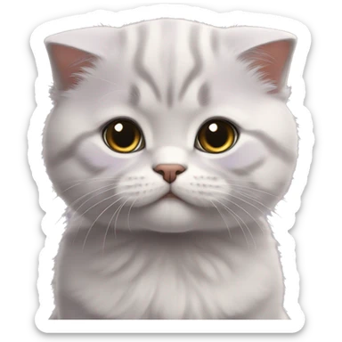 medium lilac one coloured scottish fold kitten sticker