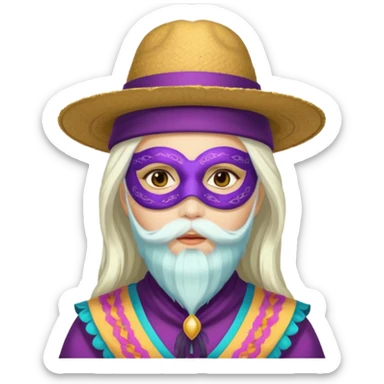 masked Women with hat long white hair & bearded sticker