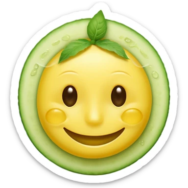 resting yellow smiley face with cucumbers slices over each of its eyes as if it was in a spa sticker