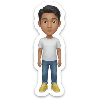 Filipino man white t-shirt denim jeans with yellow sneakers  sticker