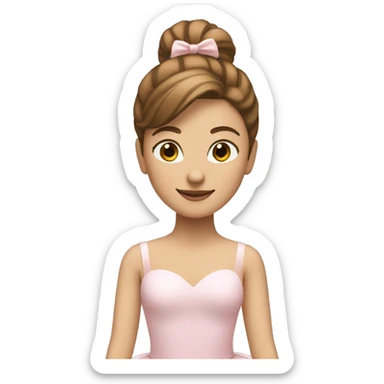 woman dancing emoji iOS light skin, brown hair up in ballerina bun sticker