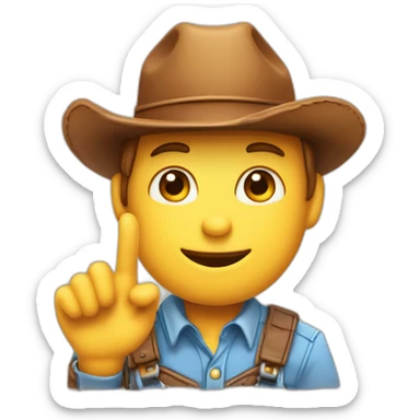 Un chat mignon avec de grands yeux et un chapeau de cow boy entre les mains sticker