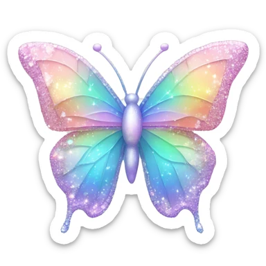 Sparkly Pastel rainbow-gradient iridescent crystal butterfly sticker