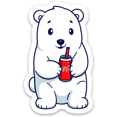 polar bear in a Hawaiian shirt drinking Coca Cola sticker