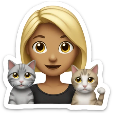 Blonde girl with 3 cats  sticker