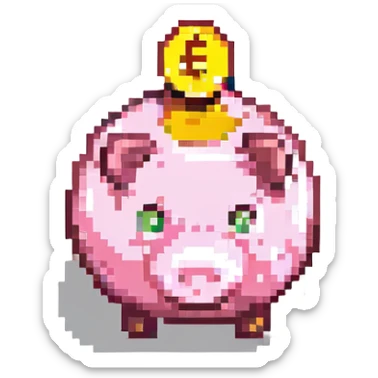 piggy bank with a coin sticker