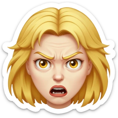 angry woman with weird golden hair sticker