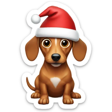 Wiener dog wearing Santa hat sticker