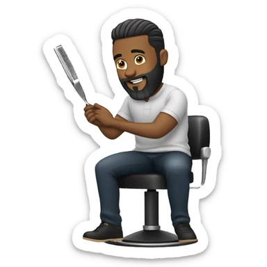 Barber cutting hair with beard  sticker