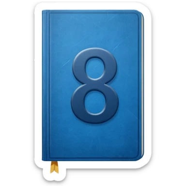 Blue book with a number "8" in the cover sticker
