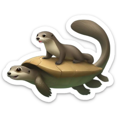 Loutre sur tortue sticker