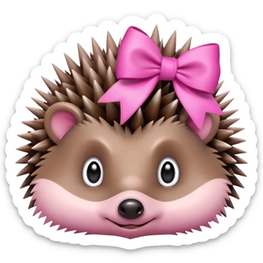 hedgehog with a pink bow sticker