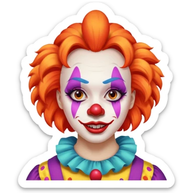Woman in embarrassing clown makeup sticker