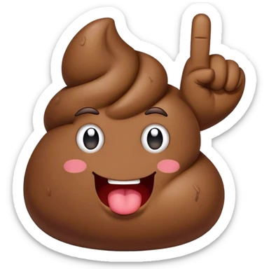 Poop putting up the middle finger sticker