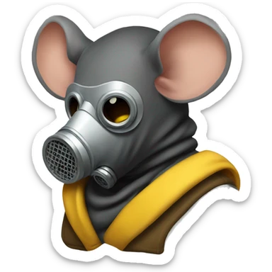 Profile of a rat with a cloth gas mask  sticker