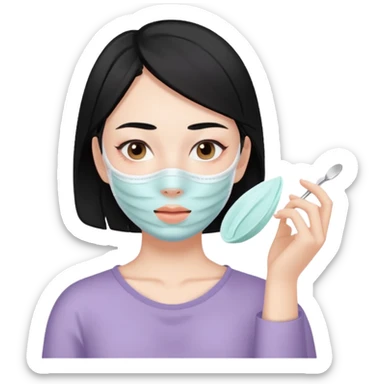 cute black hair pastel colors skin care sticker