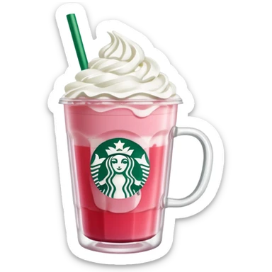 Starbucks strawberry pink drink with whipped cream sticker