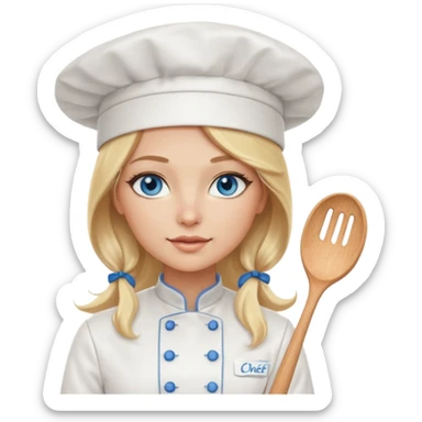 Sexy Long Blonde hair blue eyed female chef sticker