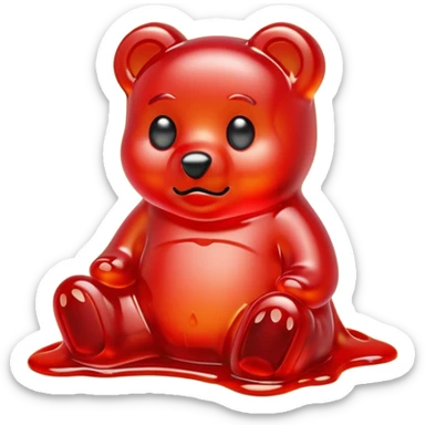 Sad Gummy bear melting into ground sticker