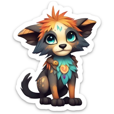 cute Kawaii edgy fantasy animal fursona Fionbri creature by griffsnuff & LiLaiRa & Falvie with exotic colors full body sticker