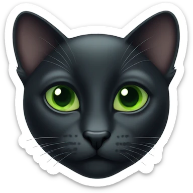 Black cat sitting with green eyes sticker