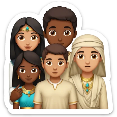 4 bestfriends, 1 indian girl, 1 Egyptian boy, persian girl 1 moroccan boy 1 black boy sticker