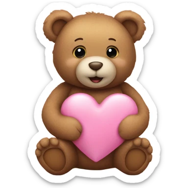 Teddy bear holding pink heart  sticker