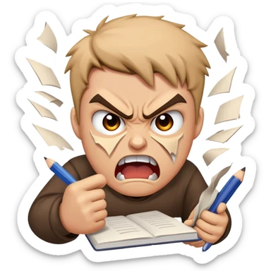 person ripping up homework angry sticker