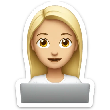 Mujer rubia con una laptop  sticker