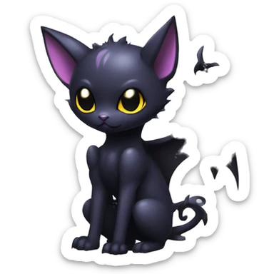 Cool Cute Edgy Dark Black Batty Chibi Noibat-Cat-Pokémon-Fakémon-hybrid sticker